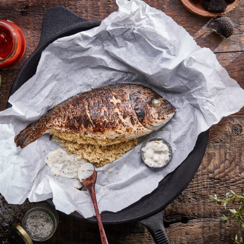 Sea Bream Stuffed with Black Truffle Cous-Cous